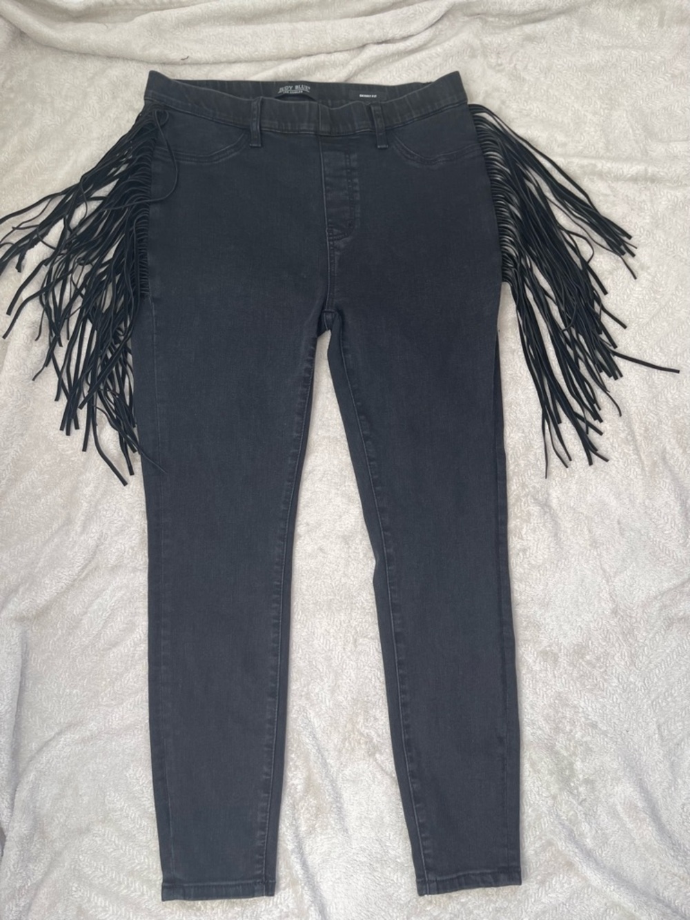 Judy Blue Western Skinny Fit Black Charcoal Fringe Women’s Jeans Size 13/31 - Picture 7 of 13